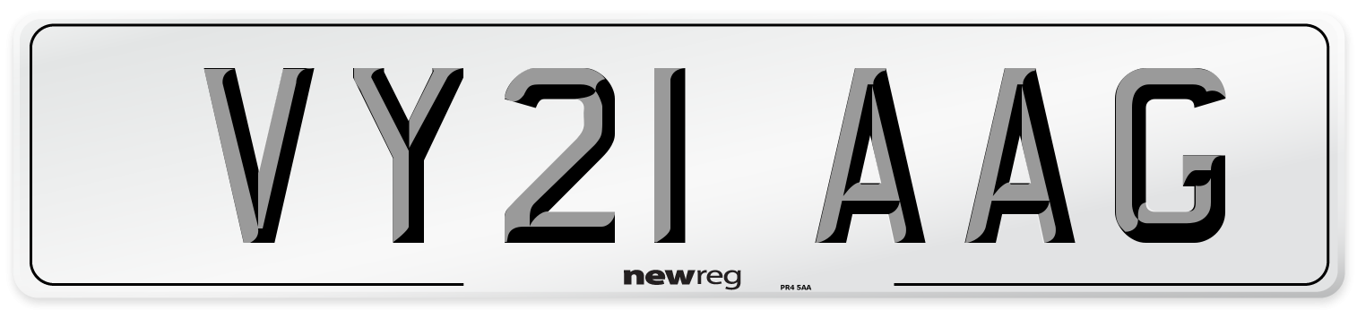 VY21 AAG Number Plate from New Reg